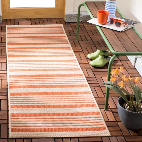 Miniatura 77 de SAFAVIEH Courtyard Collection - Alfombra decorativa, 2.3 x 5 pies, beige y verde oscuro, para interior/exterior, resistente a la intemperie