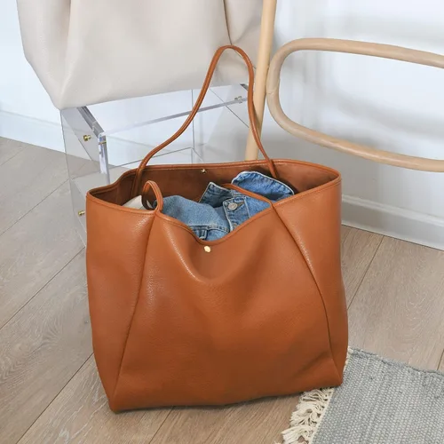 Miniatura 4 de HOXIS Bolso de mano de cuero PU de gran tamaño para mujer, bolso de fin de semana, bolso de viaje