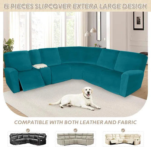 Miniatura 619 de Arfntevss Fundas de sofá seccional reclinable de terciopelo, Funda de sofá seccional de esquina para sofá reclinable, Funda elástica suave