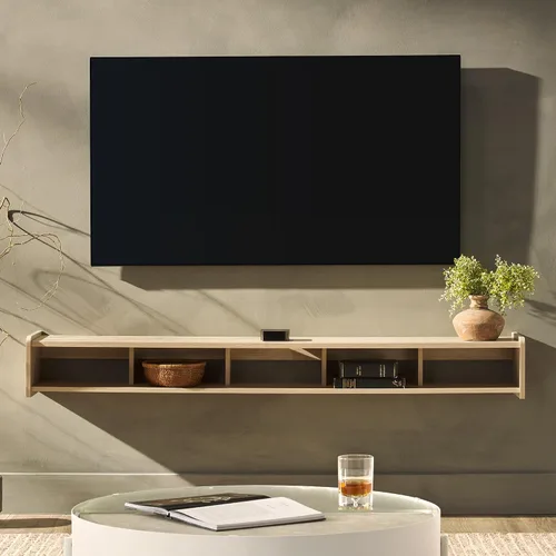 Miniatura 3 de Walker Edison Zee - Moderno soporte de TV minimalista flotante de 65 pulgadas de largo, para televisores de hasta 70 pulgadas, roble costero