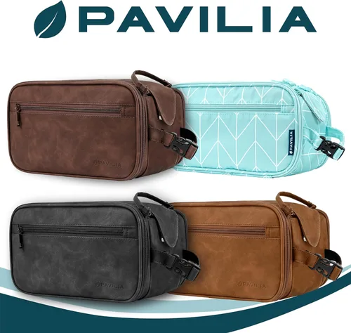 Miniatura 8 de PAVILIA Neceser para hombres y mujeres, bolsa de viaje, estuche organizador de artículos de tocador, artículos esenciales de viaje, kit de afeitado