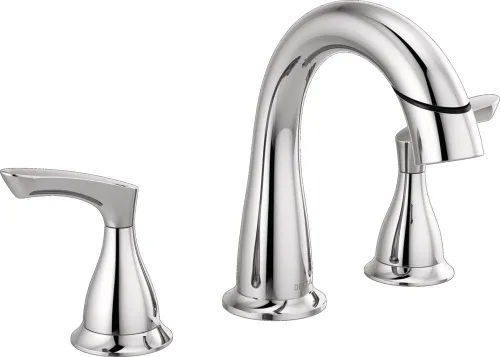 Delta Broadmoor - Grifo de baño cromado con rociador, 8 pulgadas, 3 agujeros, grifo de lavabo de baño extendido con rociador extraíble, drenaje Cromo