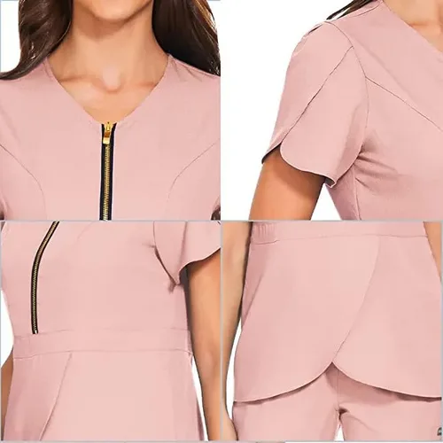 Miniatura 5 de niaahinn Conjunto de ropa quirúrgica elástica con cuello en V y pantalones quirúrgicos, uniforme médico para enfermeras, trabajo para mujeres