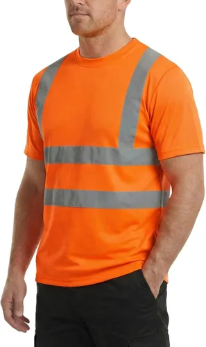 Miniatura 8 de HYCOPROT Hi Vis - Camisas de seguridad de manga corta de alta visibilidad, camisa reflectante para hombres y mujeres, camiseta de construcción