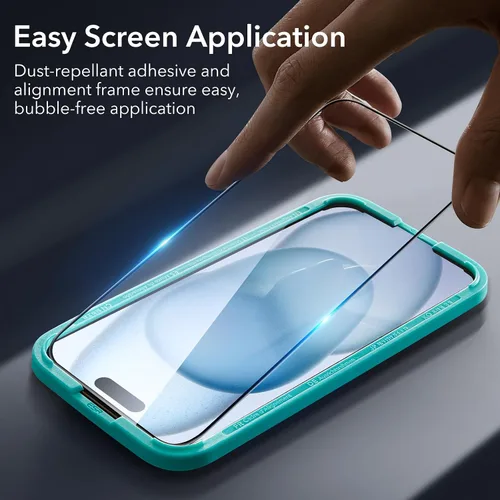 Miniatura 4 de ESR Juego de protectores de pantalla para iPhone 14, 3 protectores de pantalla de vidrio templado y 1 juego de protectores de lente de cámara