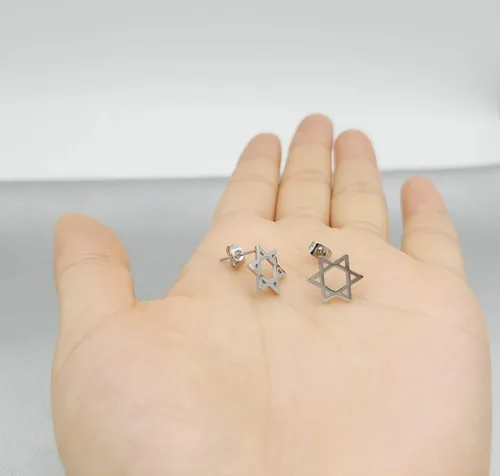 Miniatura 4 de Pendientes judíos de acero inoxidable con estrella de David