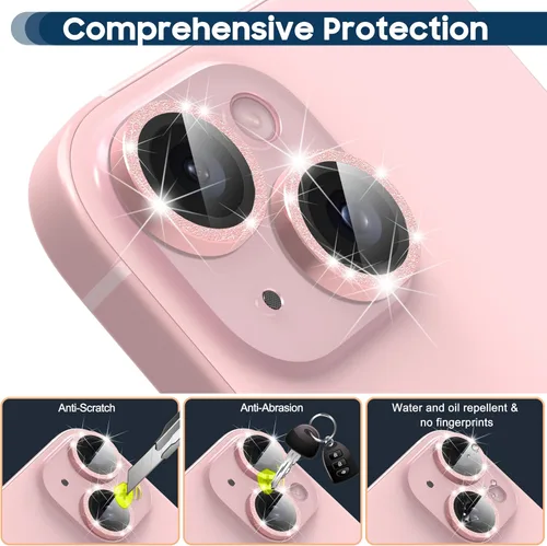 Miniatura 5 de Suoman Protector de lente de cámara para iPhone 15 de 6.1 pulgadas, 15 Plus de 6.7 pulgadas, fácil de instalar, vidrio templado 9H, protector