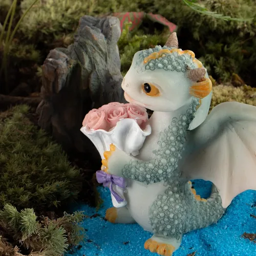 Miniatura 6 de Mini figura de dragón, decoración del hogar de resina, bonitos adornos, estatua de jardín de animales de la suerte para micro paisaje Sostener