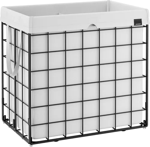 Miniatura 10 de SONGMICS Cesta para la ropa sucia, 23.8 galones (90 litros) Cesta de ropa, Cesta para ropa plegable, Forro extraíble y lavable, Marco de alambre