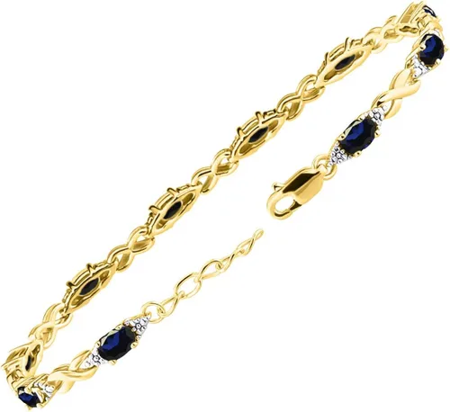 Miniatura 3 de RYLOS Bracelets for Women Yellow Gold Plated Silver XO Hugs & Kisses Tennis Bracelet Gemstone & Genuine Diamonds Adjustable to Fit 7"-8" Wrist, 10
