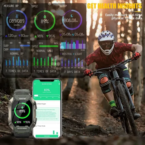 Miniatura 4 de Relojes inteligentes para hombres, reloj de fitness de 1.71 pulgadas con monitor de presión arterial de frecuencia cardíaca, reloj inteligente
