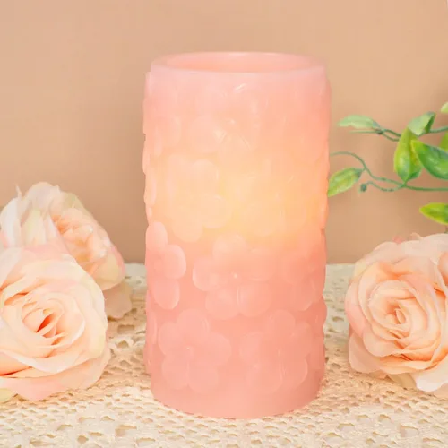 Miniatura 10 de Vela LED sin llama de 3.25 pulgadas de diámetro x 6 pulgadas de alto, vela parpadeante de mariposa de cera real, funciona con pilas con función