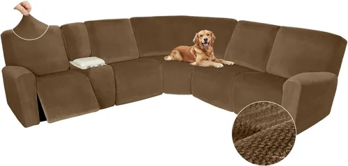 Miniatura 356 de Arfntevss Fundas de sofá seccional reclinable de terciopelo, Funda de sofá seccional de esquina para sofá reclinable, Funda elástica suave