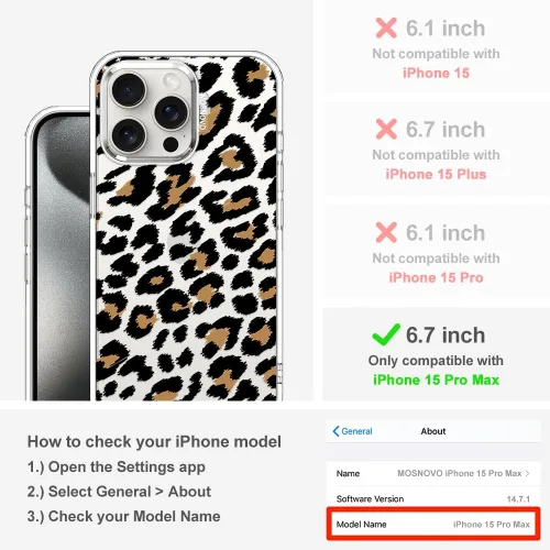 Miniatura 2 de MOSNOVO - Funda para iPhone 15 Pro Max, protección Buffertech de grado militar contra caídas (6.6 pies), antidesprendimiento, poliuretano