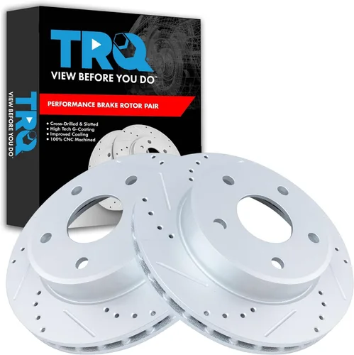 Miniatura 36 de TRQ Juego de rotores de freno de rendimiento trasero con revestimiento G premium compatible con Mazda 6 2014-2021