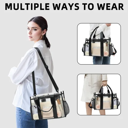 Miniatura 5 de BAGAIL Bolsa transparente, aprobada para estadios, con bolsillo interior, bolsa de viaje transparente para eventos deportivos, conciertos, trabajo