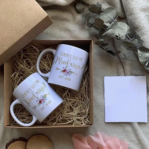 Miniatura 5 de Dnuiyses Quieres Ser Mi Madrina & Quieres Ser Mi Padrino 2026 - Juego de tazas con diseño de lámina dorada Padrinos Bautizo Recuerdos Juego Tazas