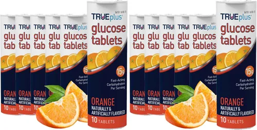 Miniatura 9 de TRUEplus Tabletas de glucosa, masticables, sabor a naranja, 0.53 oz de carbohidratos de acción rápida, sin grasa, sin gluten, potencian la energía