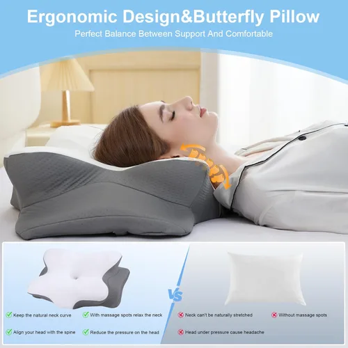 Miniatura 6 de Almohadas de espuma viscoelástica, almohada ergonómica para aliviar el dolor de cuello, almohada de cama para dormir, almohada cervical