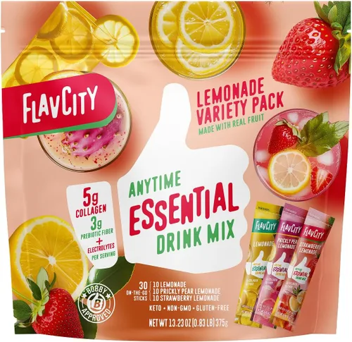 Miniatura 9 de Paquetes de saborizantes para agua FlavCity Anytime Essential Coconut - Mezcla de bebida en polvo con colágeno y agua de coco - Paquetes