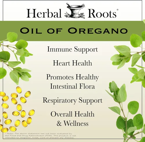 Miniatura 3 de Herbal Roots Aceite de orégano - Hecho de aceite de orégano mediterráneo - 90 cápsulas de cápsulas blandas fáciles de tragar - Extra Strength 150mg