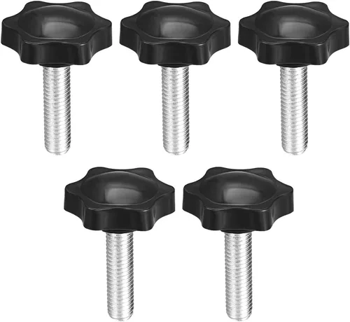 Miniatura 12 de uxcell Perillas de tornillo de sujeción con abrazadera Pomo de estrella M4 x 0.630 in rosca macho 5 piezas
