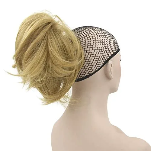 Miniatura 6 de IMISSU Extensiones de cabello sintético rizado y flexible para cola de caballo (rubio 613)