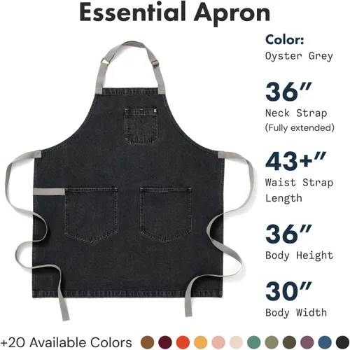 Miniatura 2 de hedley & bennett Essential Apron - Professional Chef Apron with Pockets & Adjustable Bib Strap for Cooking & Grilling