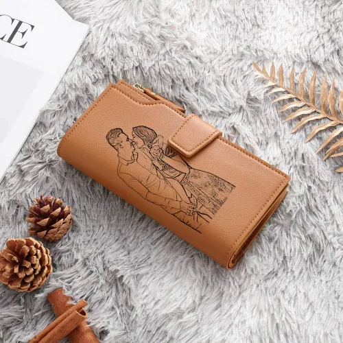 Miniatura 18 de Loveje - Billeteras personalizadas para mujer, de piel sintética, con grabadas fotográficas, triple pliegue, tarjeta de crédito, cartera larga