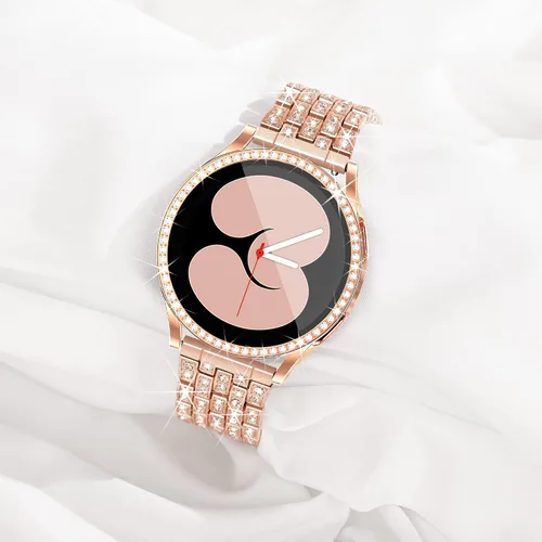 Miniatura 4 de Correa de diamantes compatible con Samsung Galaxy Watch 4 y 5, correa de 1.575 pulgadas con protector de pantalla, 0.787 pulgadas de liberación Oro