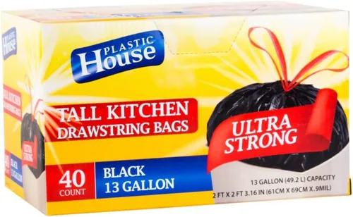 Miniatura 7 de Bolsas de basura resistentes de alta calidad, cordón fuerte, varios tamaños, ideales para césped, patio y uso doméstico, 18 galones, versátiles