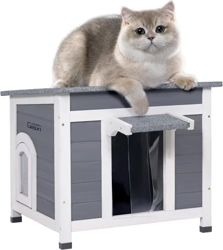 GEGURI - Casa de gatos al aire libre, refugio resistente a la intemperie para gatos ferales para el invierno