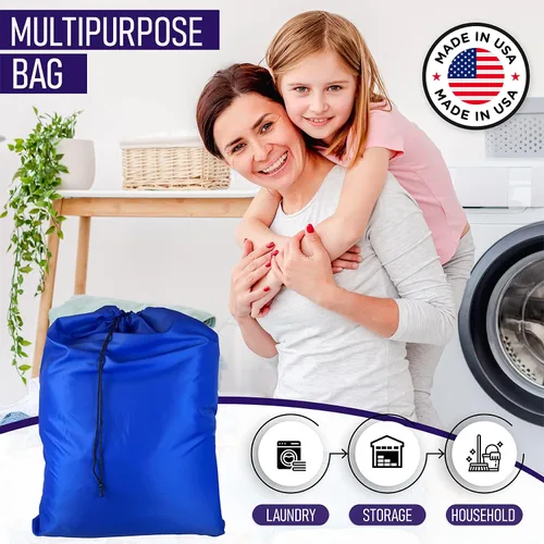 Miniatura 5 de Bolsa de lavandería con cordón de cierre de bloqueo, extra grande, resistente, 100% nailon, bolsa de ropa grande y plegable, organizador de ropa