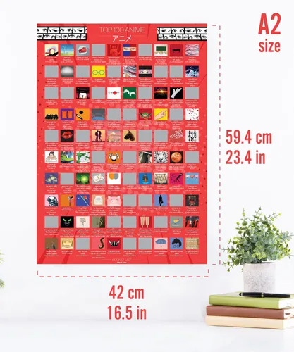 Miniatura 2 de Atlas & Green Póster de los 100 Mejores Anime. Póster de los 100 Mejores Anime para Rascar. Póster Grande A2 para Rascar con Tubo de Regalo
