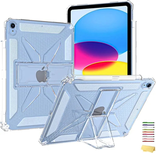 Clear Stand Case for iPad Air 3 (Air 3rd Generation) 10.5 inch 2019 & iPad Pro 10.5 inch 2017 with Pencil Holder/Kickstand Soft TPU Back Silicone