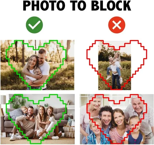 Miniatura 3 de Bloque de fotos de ladrillo de construcción de corazón personalizado, rompecabezas de imagen personalizado para parejas, familia o amigos, día