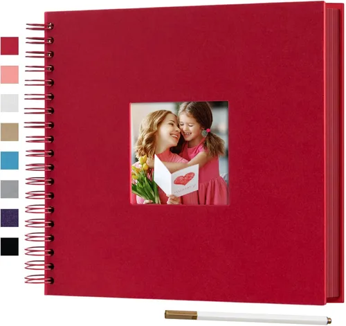 Miniatura 18 de Álbum de fotos para scrapbook DIY de 10 x 10 pulgadas con cubierta de diseño de ventana, 80 páginas, libro de recuerdos de papel para manualidades