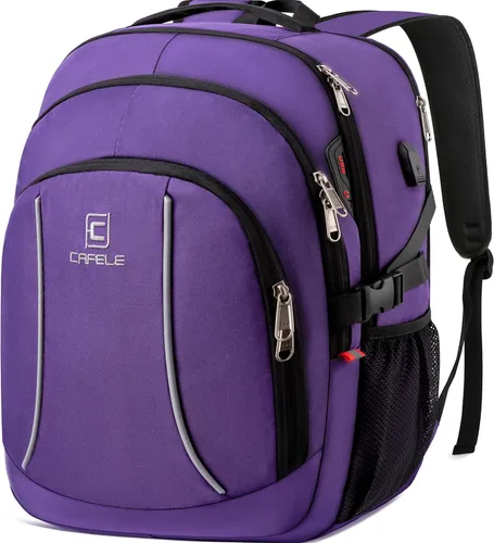 Miniatura 13 de CAFELE Mochila de viaje duradera de 17.3 pulgadas, mochila universitaria, bolsillo antirrobo RFID, bolsa para computadora de negocios grande