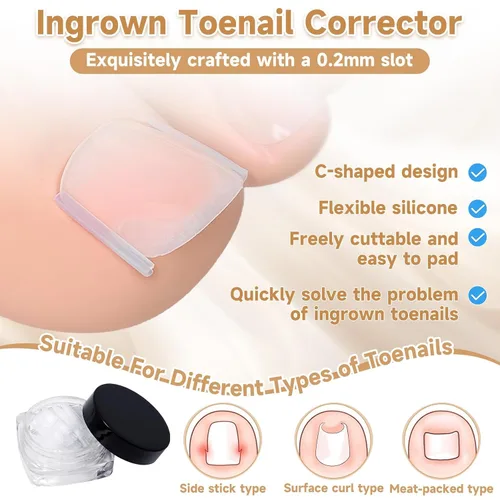 Miniatura 7 de Kit corrector de uñas encarnadas de 201 piezas con tiras de corrección transpirables, parches de uñas curvas, herramientas levantadoras de uñas