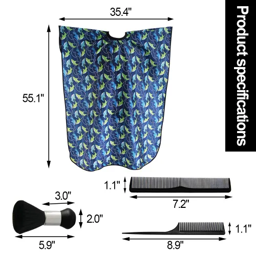 Miniatura 2 de Capa profesional de poliéster para barbería, para corte de pelo, delantal resistente al agua y a las manchas, antiestática, de 65 x 57 pulgadas