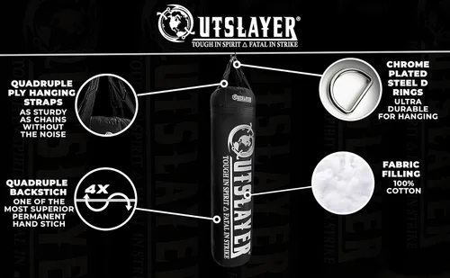 Miniatura 2 de Outslayer Saco de boxeo relleno de 80 libras y MMA fabricado en Estados Unidos Negro