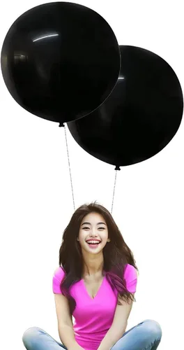 IN-JOOYAA 10 globos redondos gigantes negros de 24 pulgadas, globos grandes para decoración de bodas, baby shower, fiestas de cumpleaños