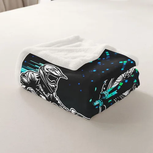 Miniatura 5 de Castle Fairy Motorcross - Manta geométrica para niños, azul neón, verde, ligera, geométrica, para deportes extremos, juegos de deportes extremos