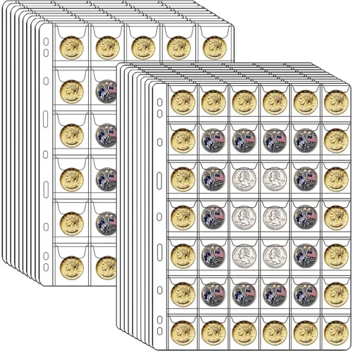 20 hojas de páginas de suministros para colección de monedas, páginas estándar de 9 agujeros para colección de monedas para colección de monedas (30