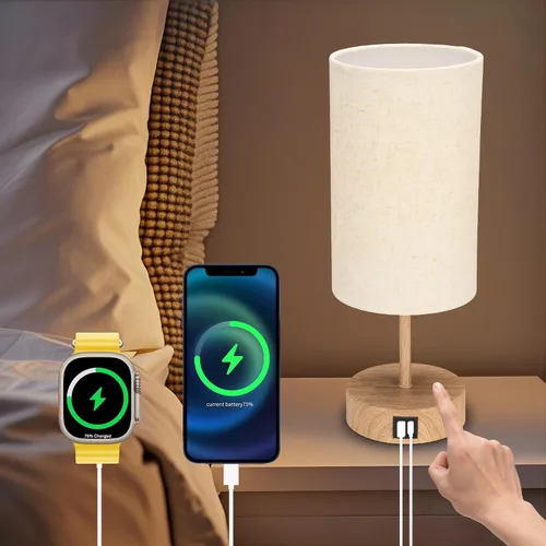 Miniatura 12 de Lámpara de mesa pequeña para dormitorio, lámparas de noche para mesitas de noche, lámpara de luz minimalista para mesita de noche, lámparas