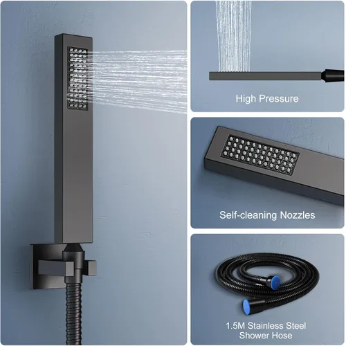 Miniatura 6 de Sistema de ducha termostático, sistema de ducha de cuerpo completo con chorros corporales, sistema de ducha inteligente de cascada de lluvia de 23