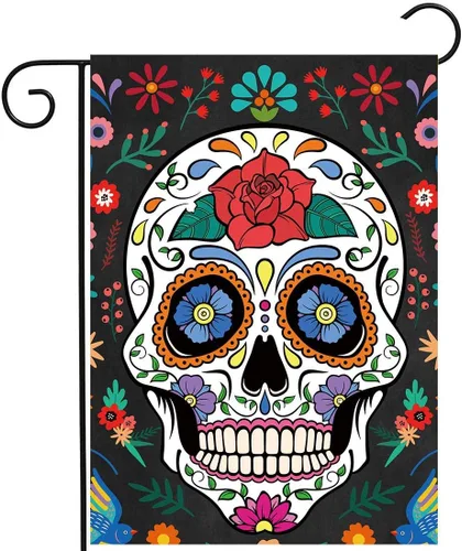Allenjoy Bandera de Día de los Muertos para exteriores, vertical, mexicana, fiesta, casa, césped, patio, porche, patio, decoración al aire libre, 12