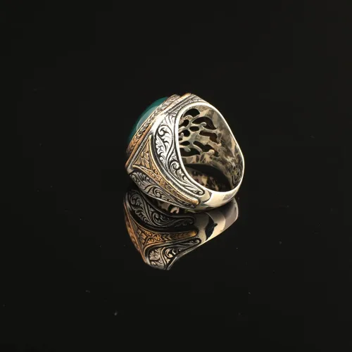 Miniatura 5 de Anillo de jade de plata de ley 925K, anillo de jade para hombres, anillo único para hombres, anillo de piedra natural, anillo de piedra de jade