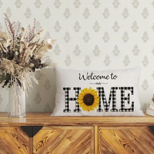 Miniatura 5 de Funda de cojín de patio al aire libre con diseño de girasol, decoración del hogar, algodón y lino, 20 x 12 pulgadas