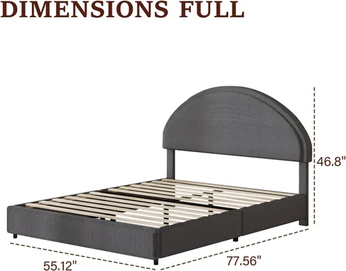 Miniatura 2 de REVOMINCA Base de cama de tamaño matrimonial, marco de cama tapizado Boucle con cabecero, estilo moderno, cama de plataforma suave con cabecera Gris